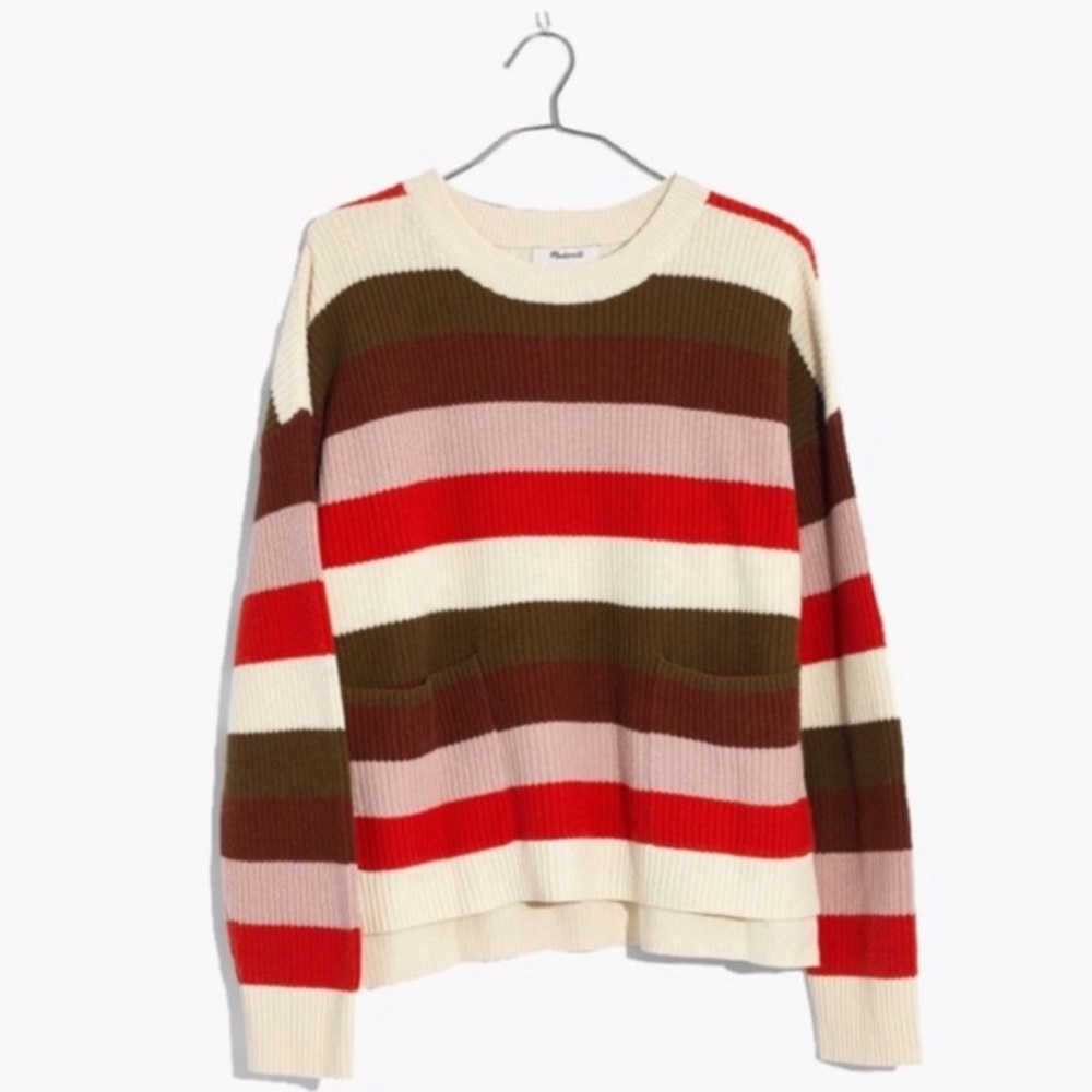 Madewell Patch Pocket Stripe Pullover Sweater L